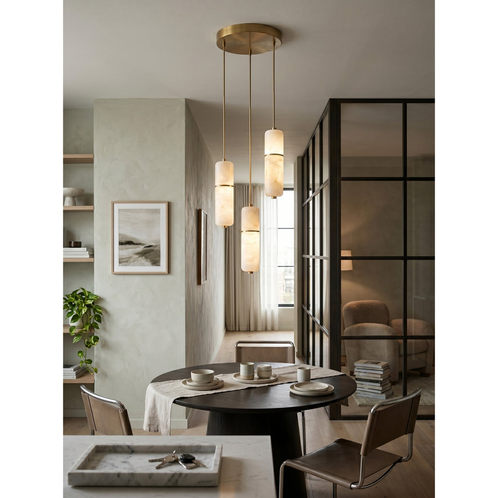 Radilum Canella Alabaster Chandelier Brass Frame