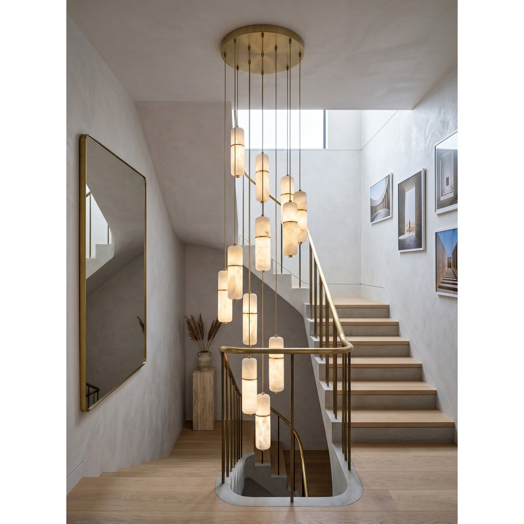 Radilum Canella Alabaster Chandelier Brass Frame