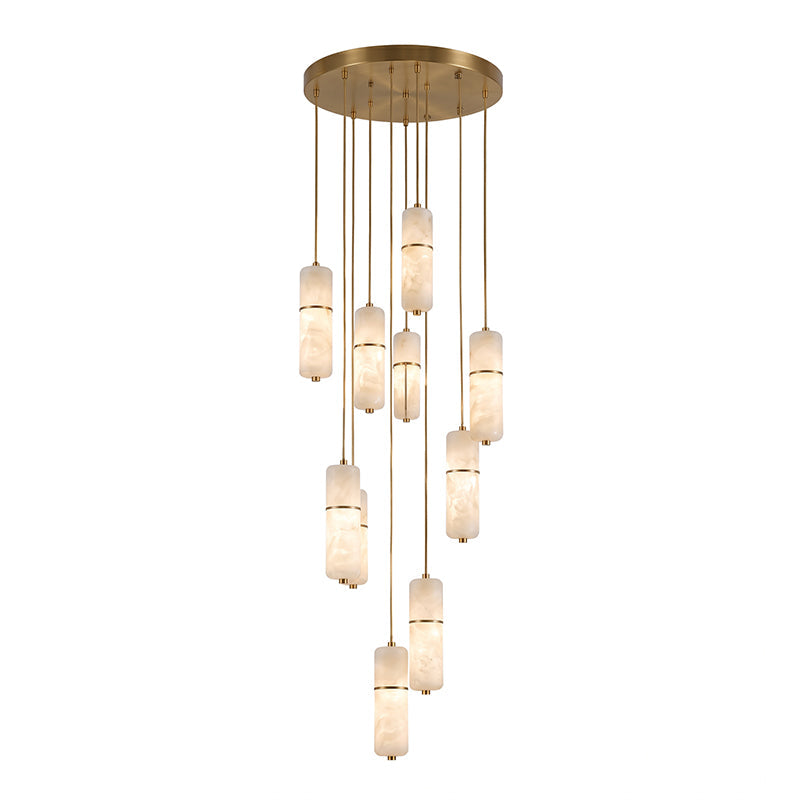Radilum Canella Alabaster Chandelier Brass Frame