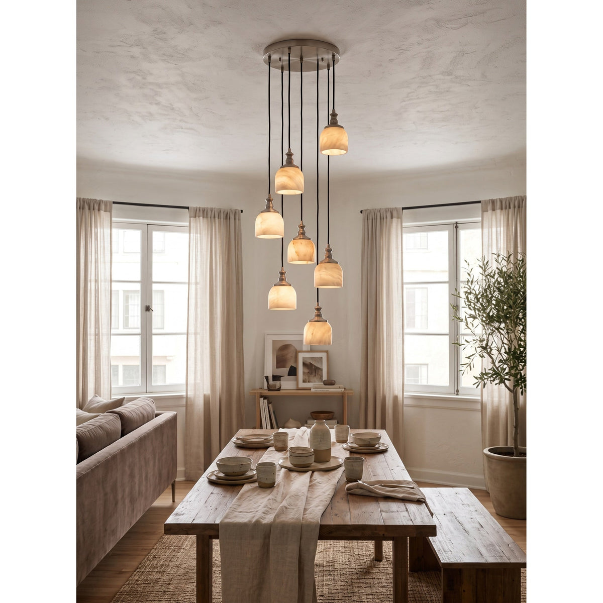 Radilum Chart Alabaster Cluster Chandelier
