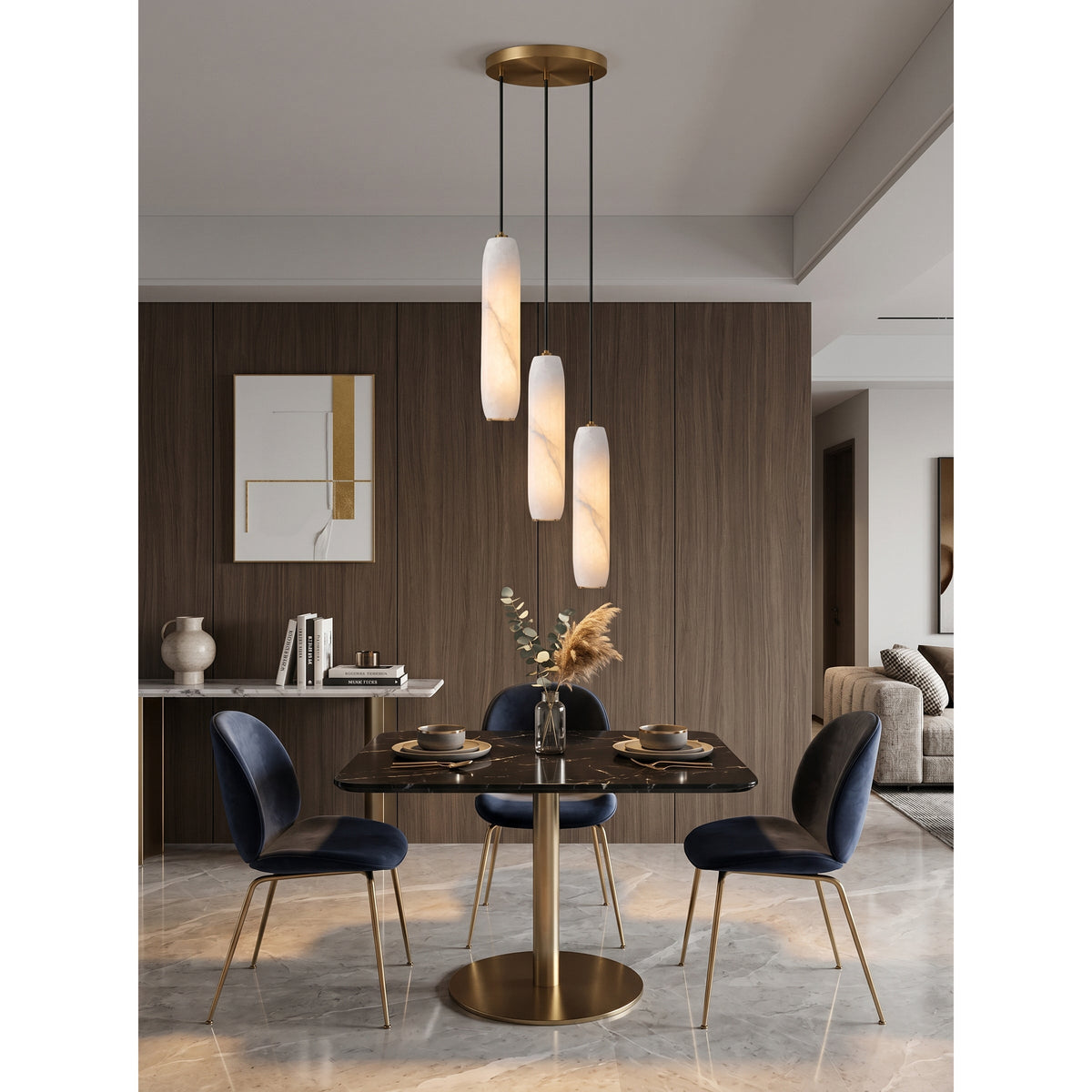 Radilum Flute Alabaster Chandelier