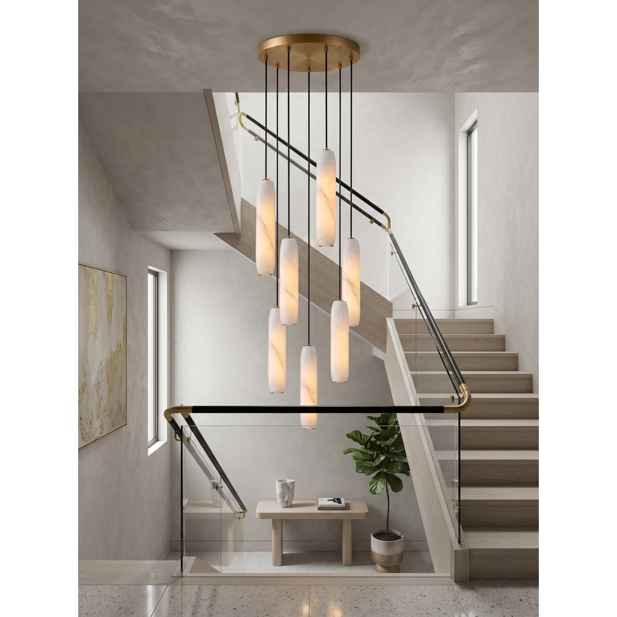 Radilum Flute Alabaster Chandelier