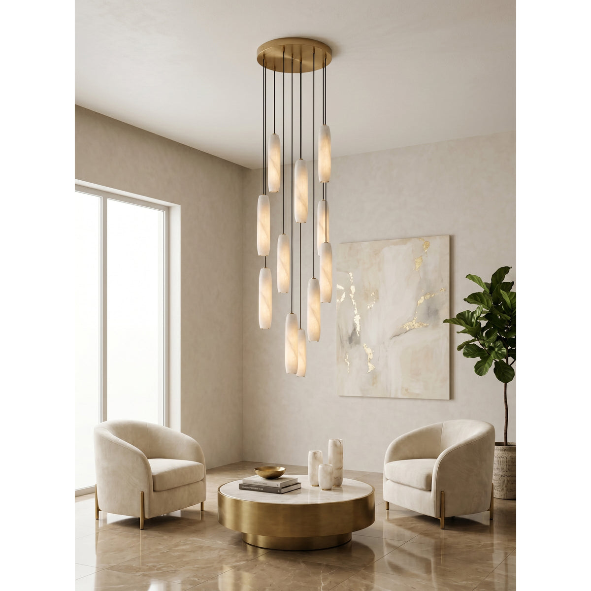 Radilum Flute Alabaster Chandelier