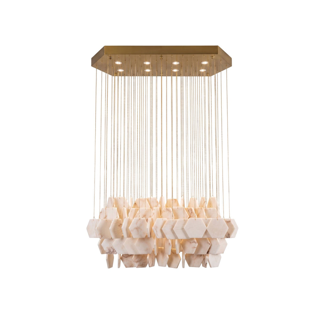 Radilum Hexagon Tiered Rain Alabaster Chandelier