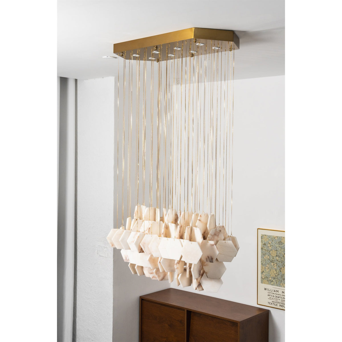 Radilum Hexagon Tiered Rain Alabaster Chandelier