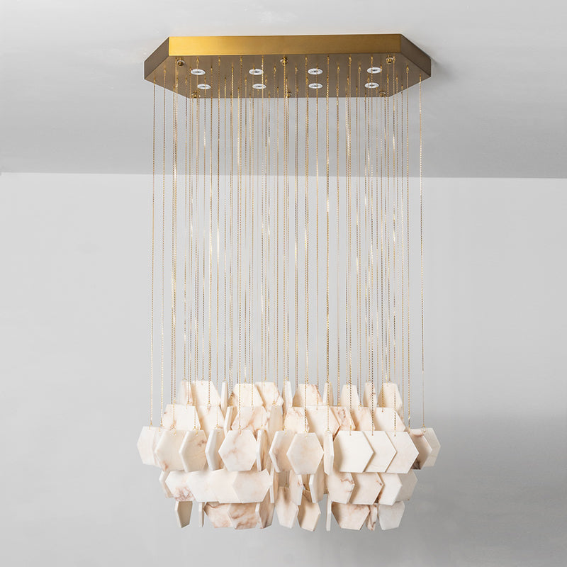 Radilum Hexagon Tiered Rain Alabaster Chandelier