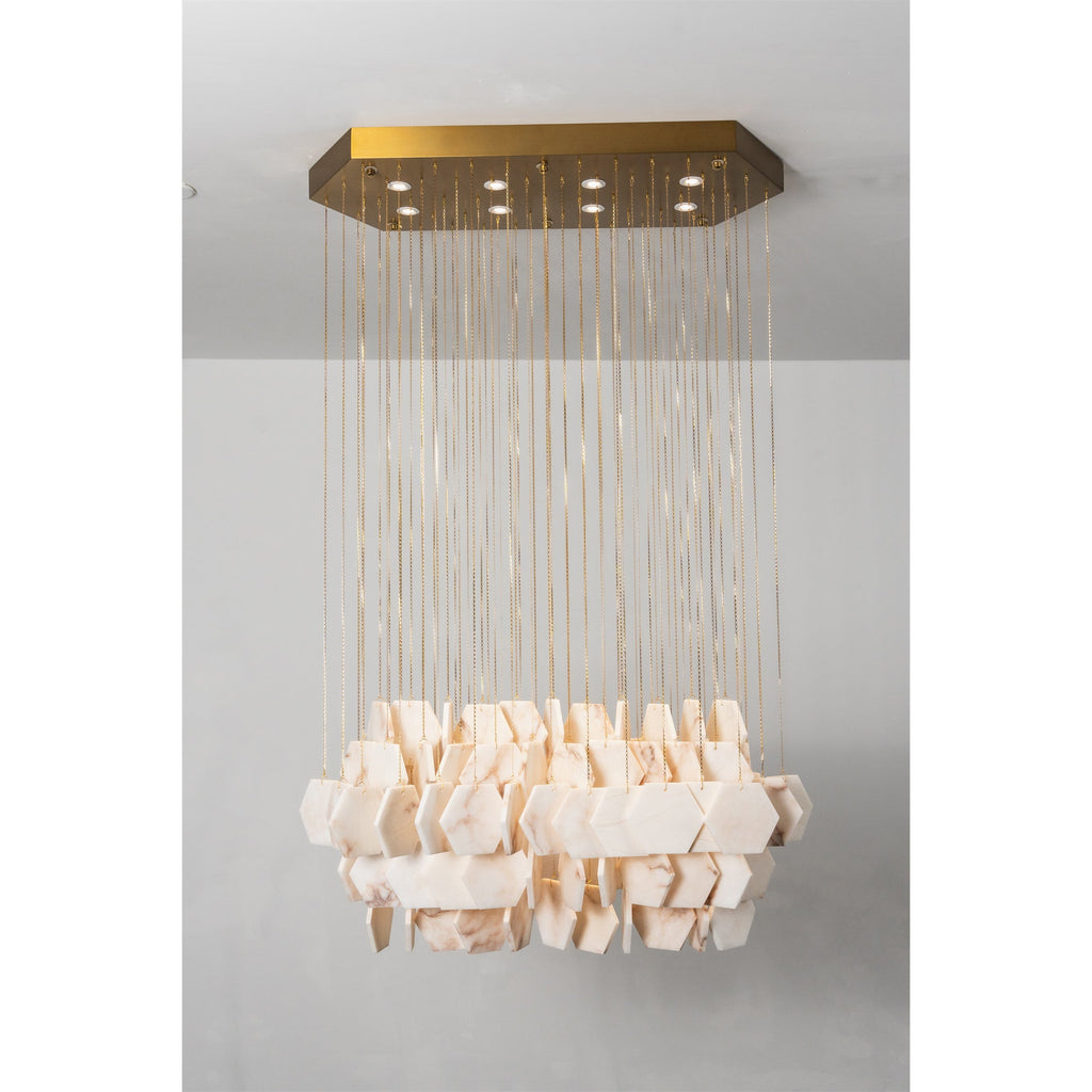 Radilum Hexagon Tiered Rain Alabaster Chandelier