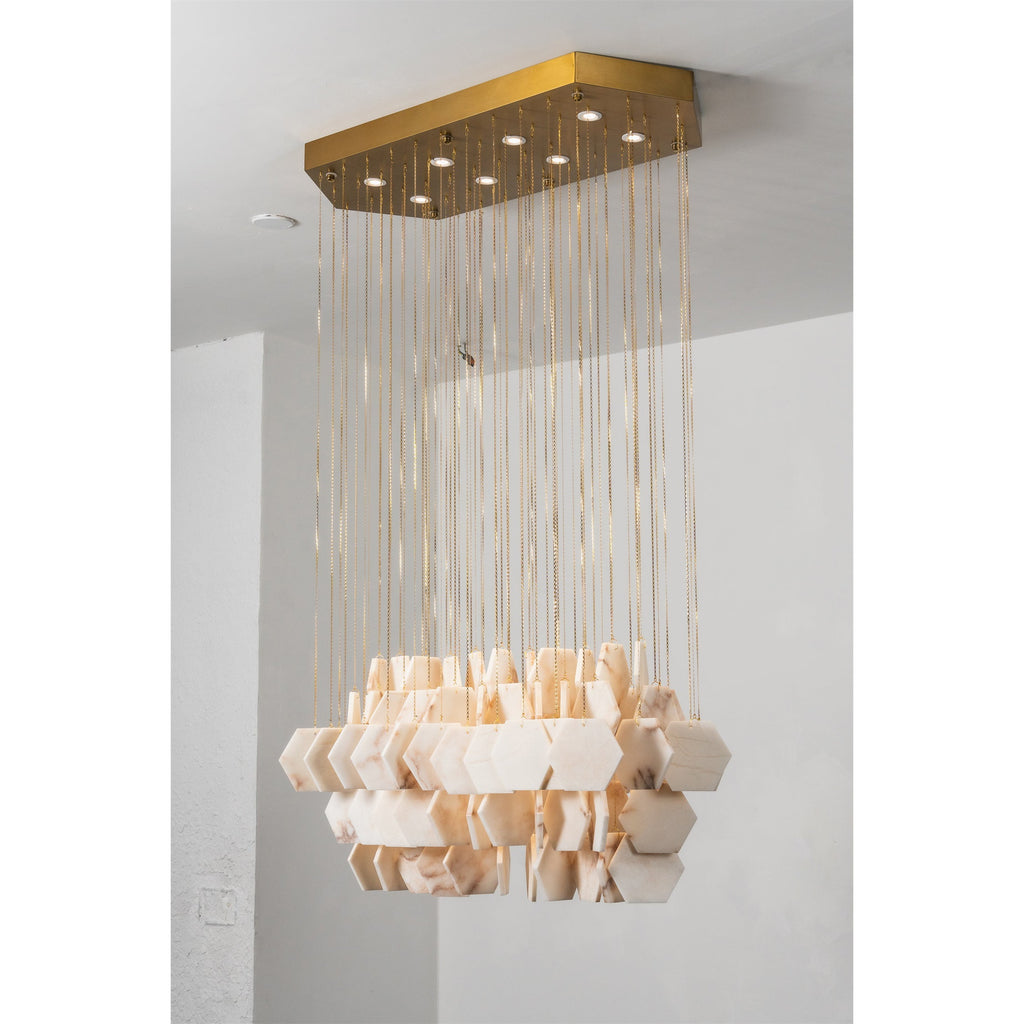 Radilum Hexagon Tiered Rain Alabaster Chandelier