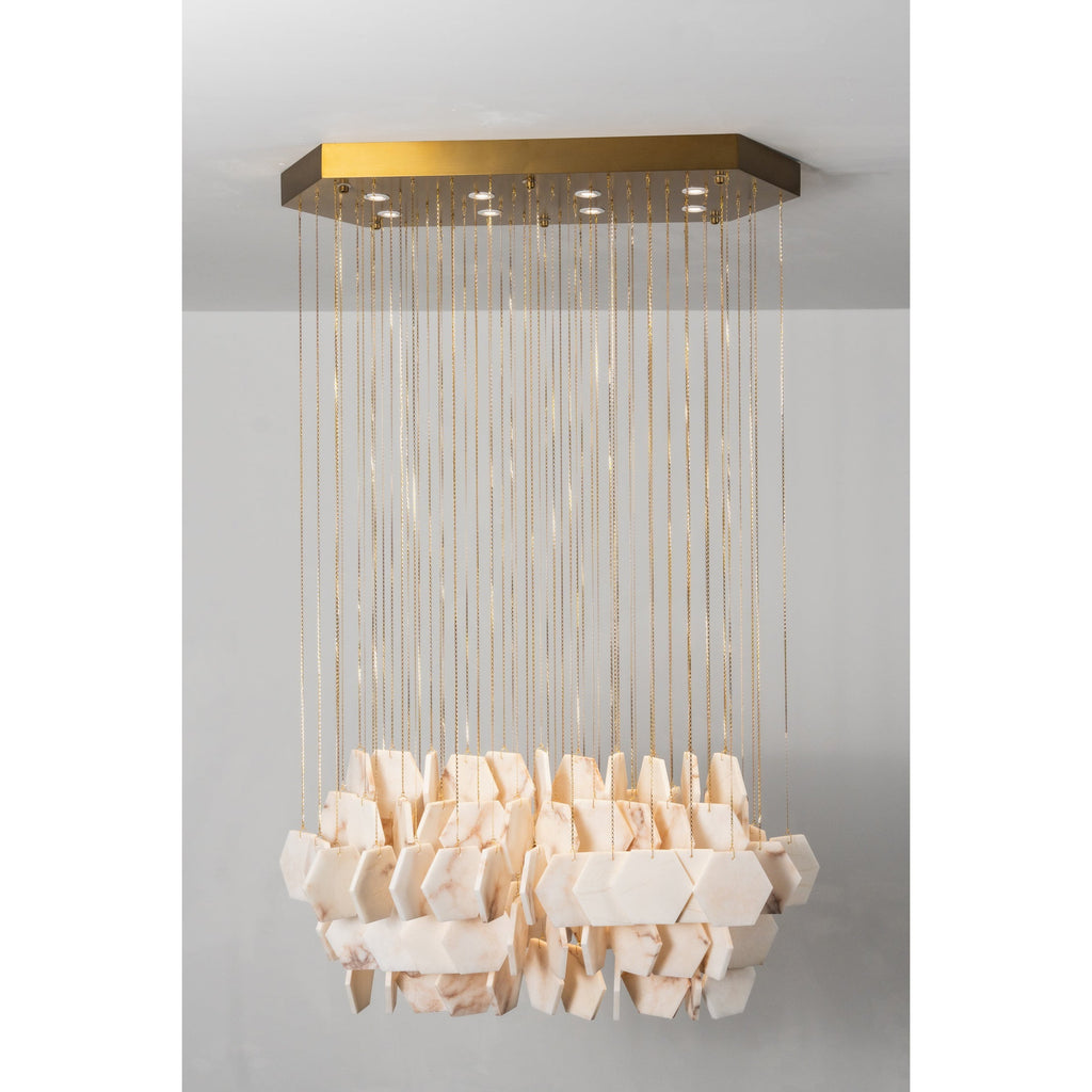 Radilum Hexagon Tiered Rain Alabaster Chandelier