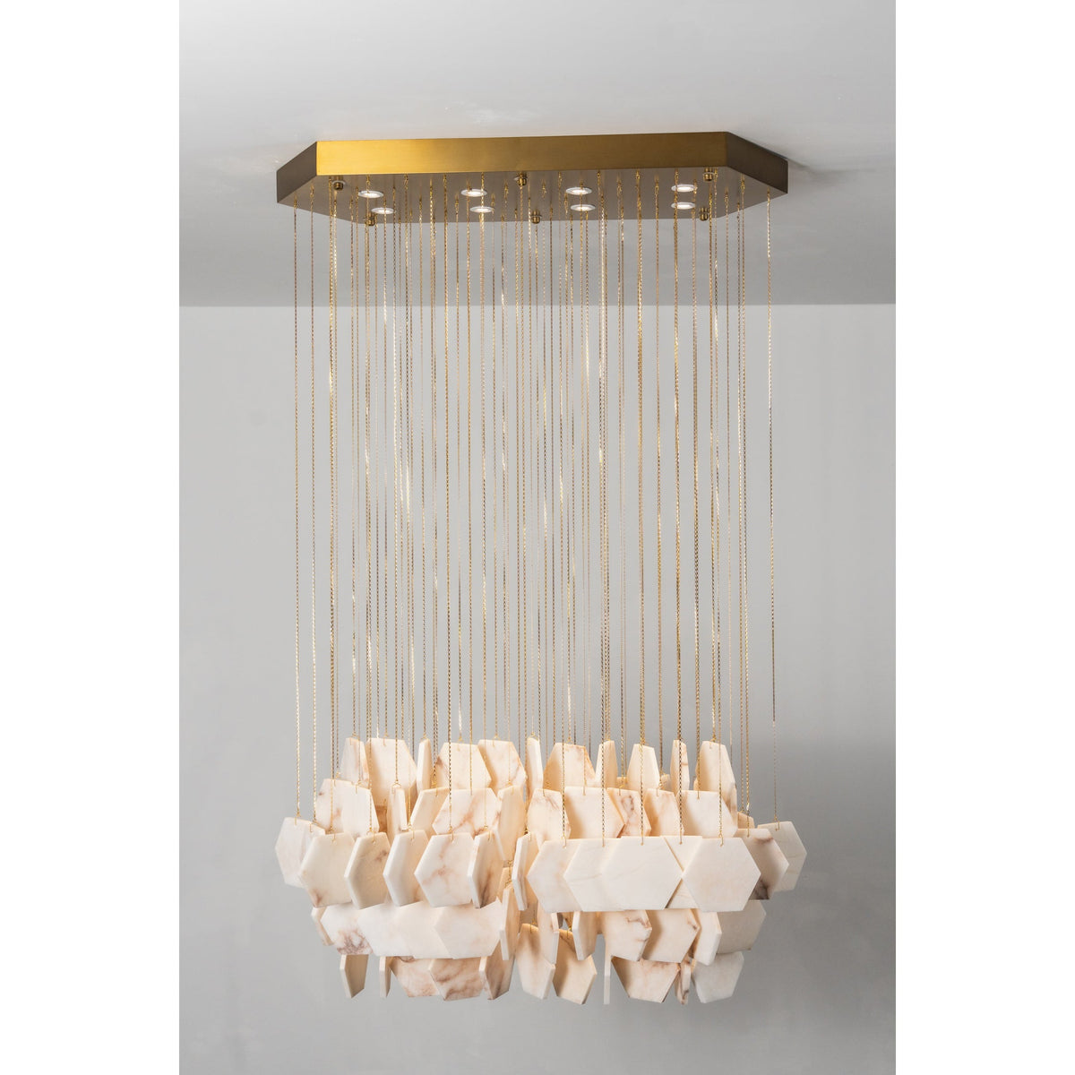 Radilum Hexagon Tiered Rain Alabaster Chandelier