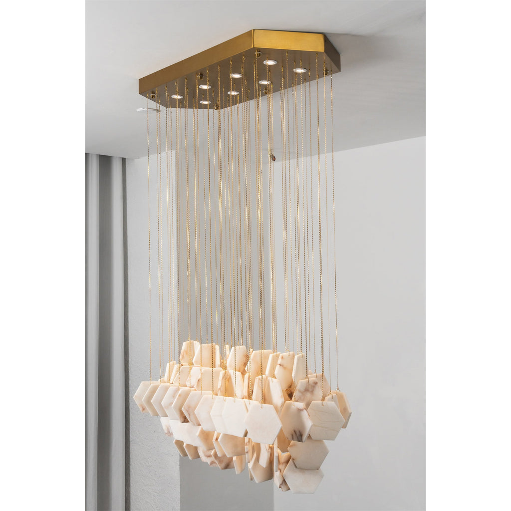 Radilum Hexagon Tiered Rain Alabaster Chandelier