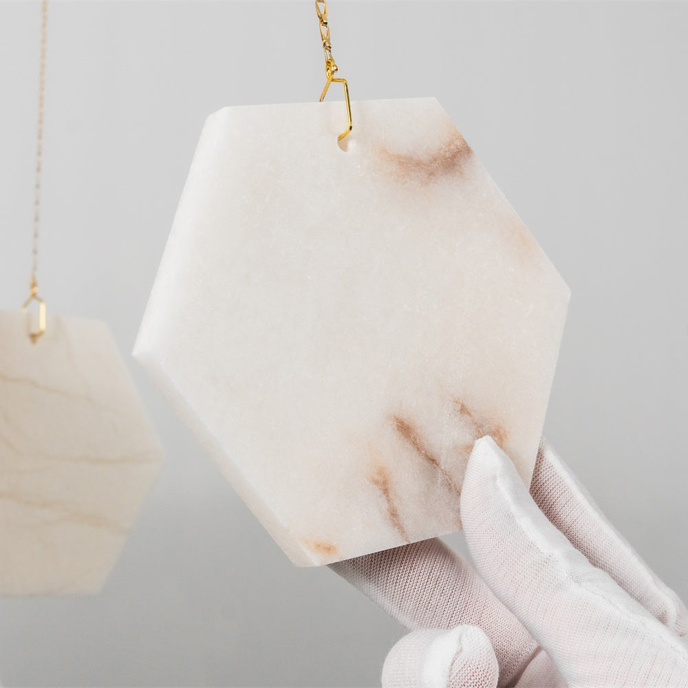 Radilum Hexagon Tiered Rain Alabaster Chandelier