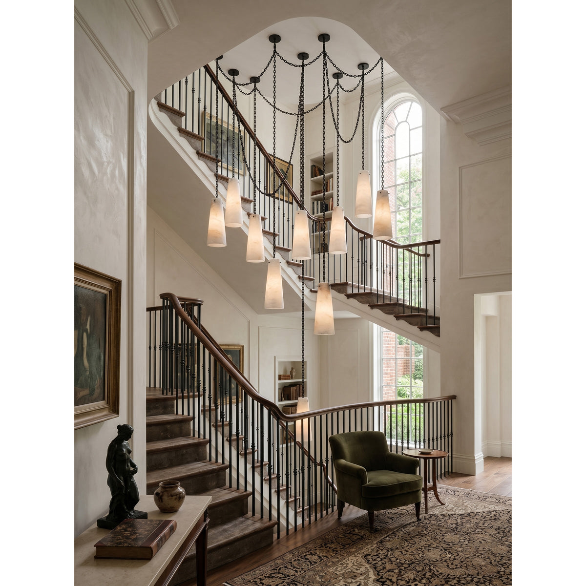 Radilum Cascade Chain Alabaster Chandelier