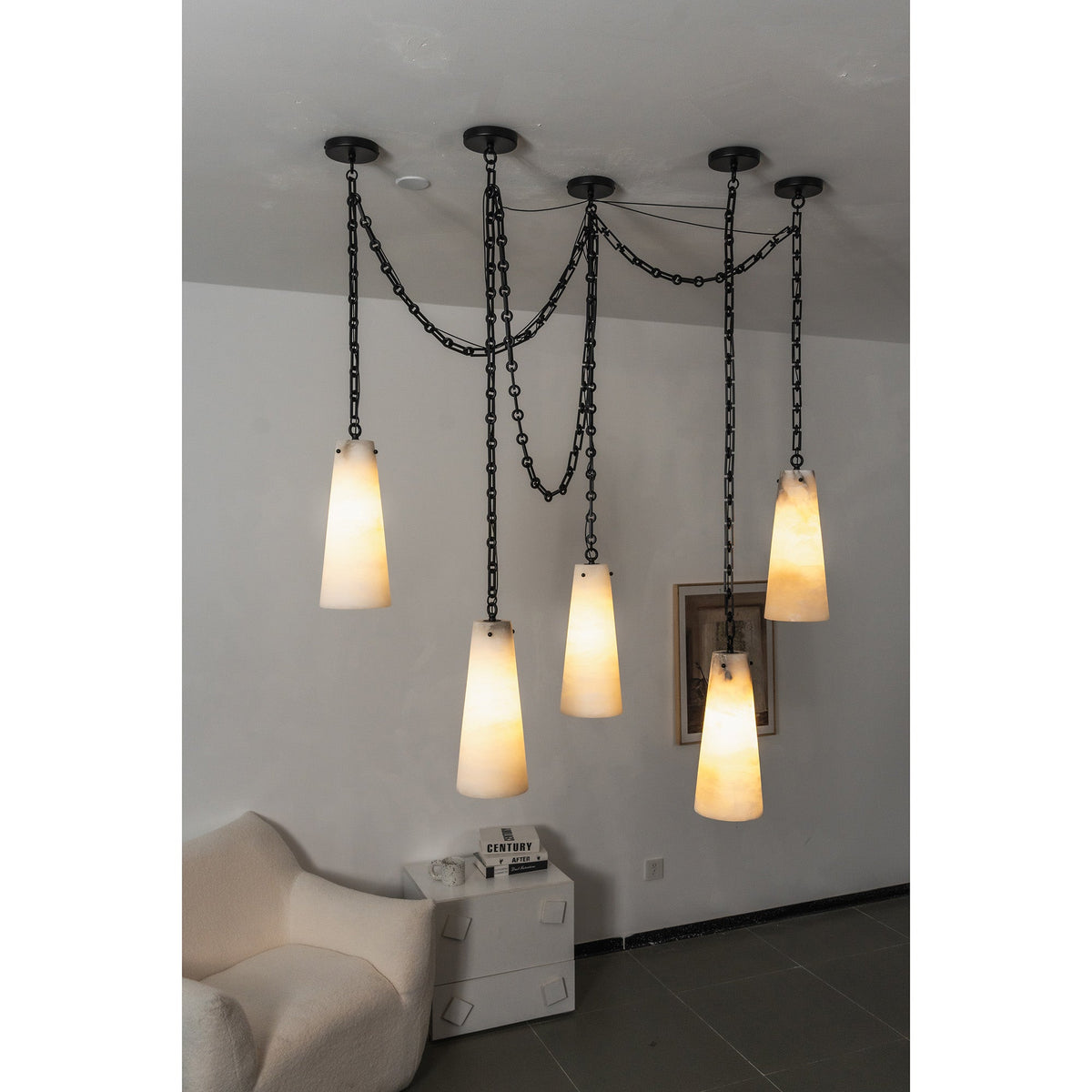 Radilum Cascade Chain Alabaster Chandelier