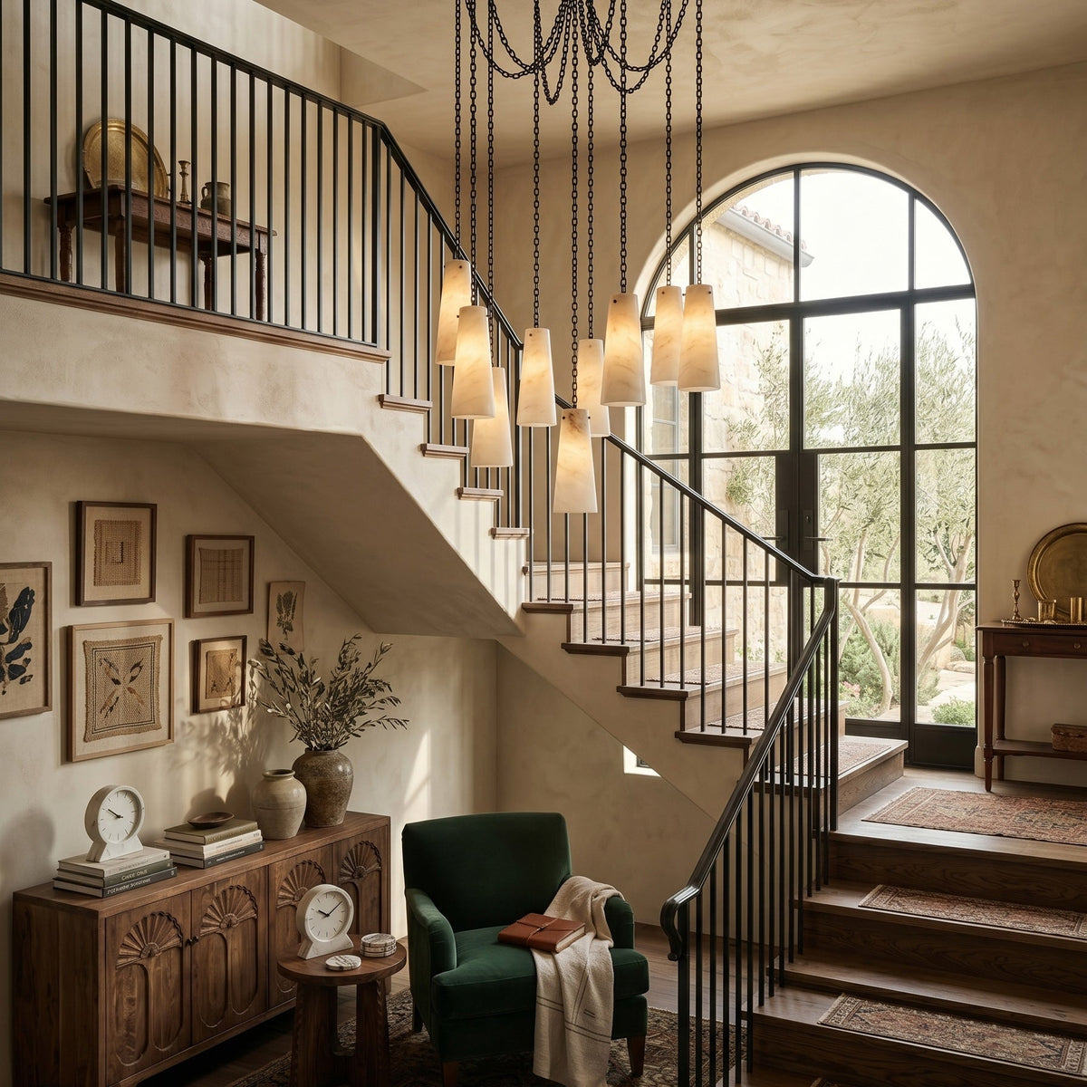 Radilum Cascade Chain Alabaster Chandelier