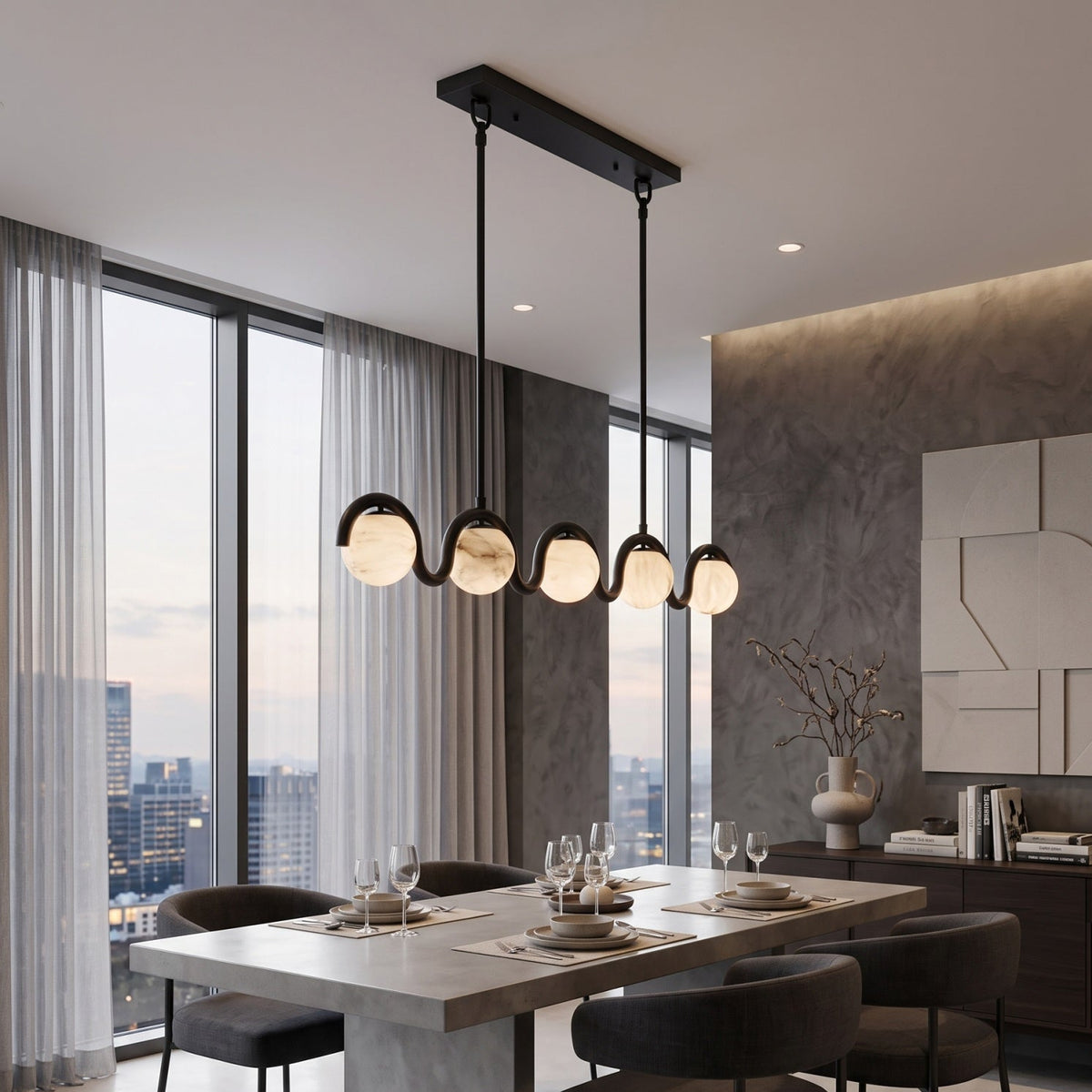 Radilum Lenox Alabaster Linear Chandelier