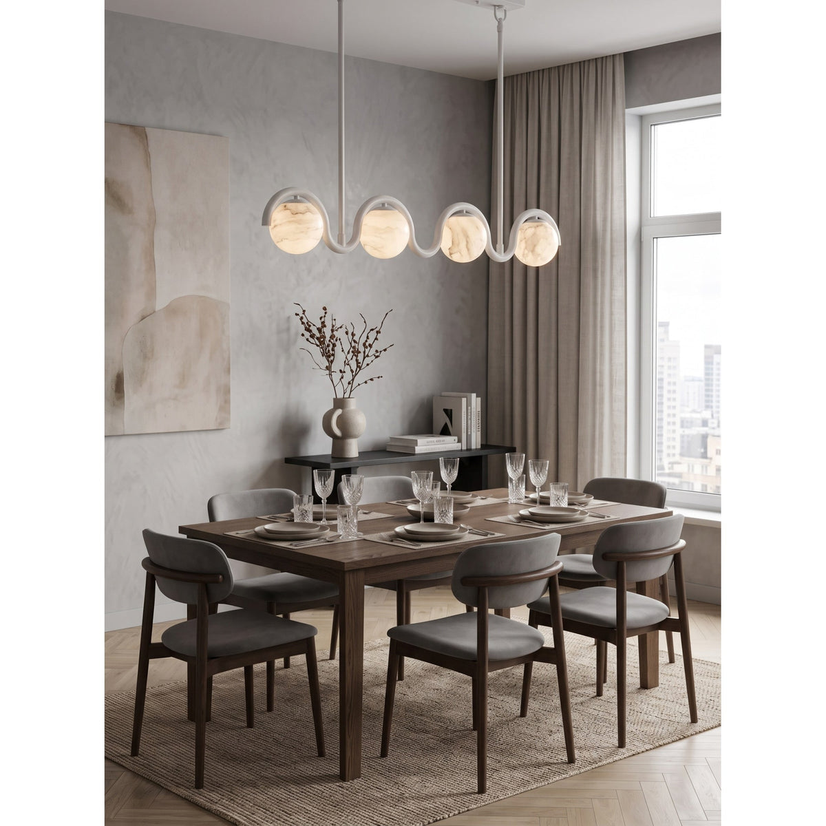 Radilum Lenox Alabaster Linear Chandelier