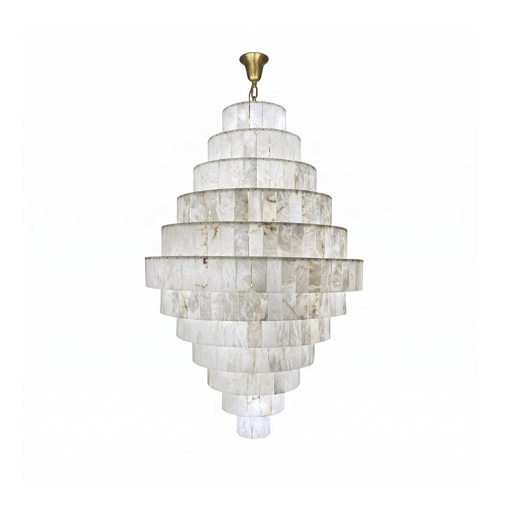 Radilum Pyramid Alabaster Chandelier Brass Frame