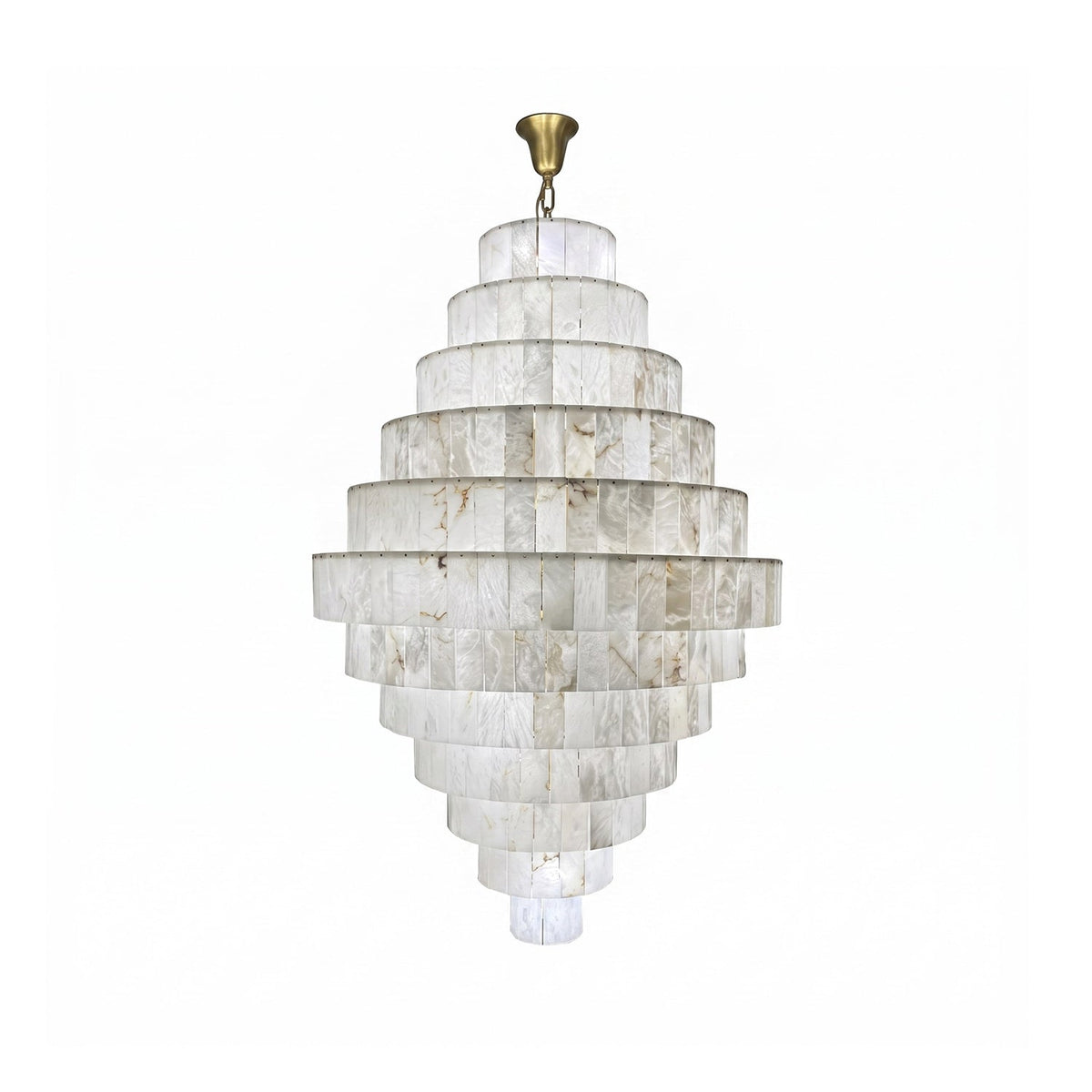 Radilum Pyramid Alabaster Chandelier Brass Frame
