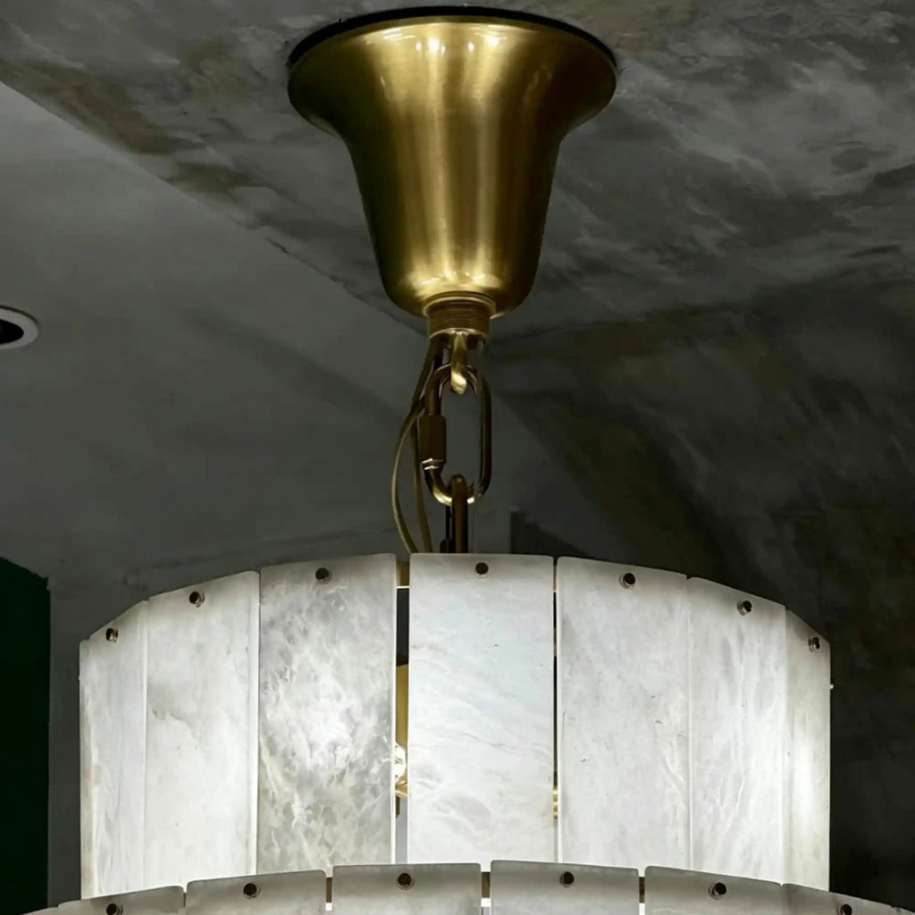 Radilum Pyramid Alabaster Chandelier Brass Frame