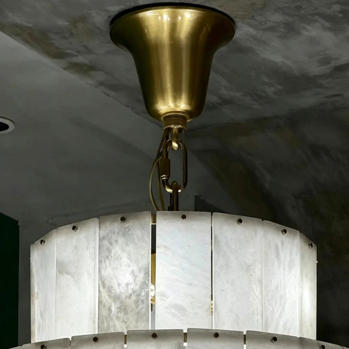Radilum Pyramid Alabaster Chandelier Brass Frame