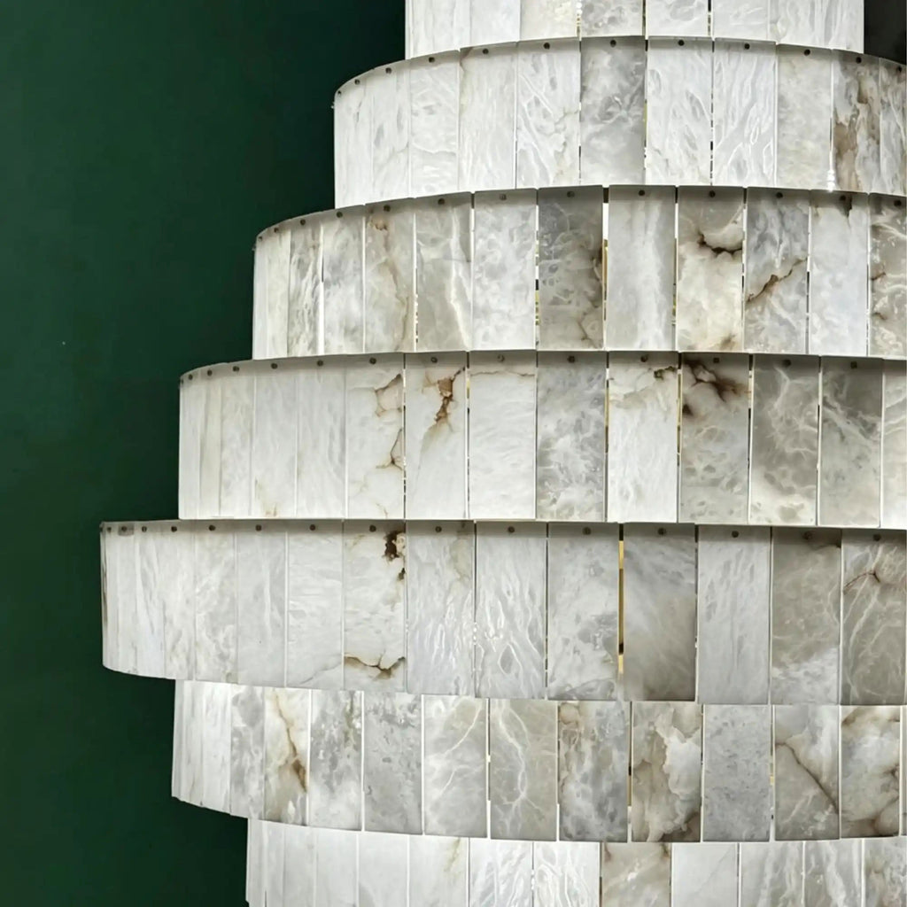 Radilum Pyramid Alabaster Chandelier Brass Frame