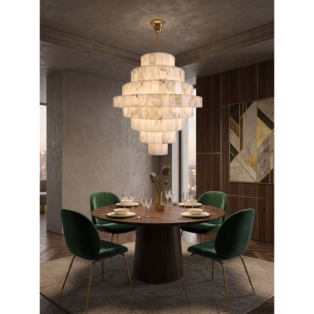 Radilum Pyramid Alabaster Chandelier Brass Frame
