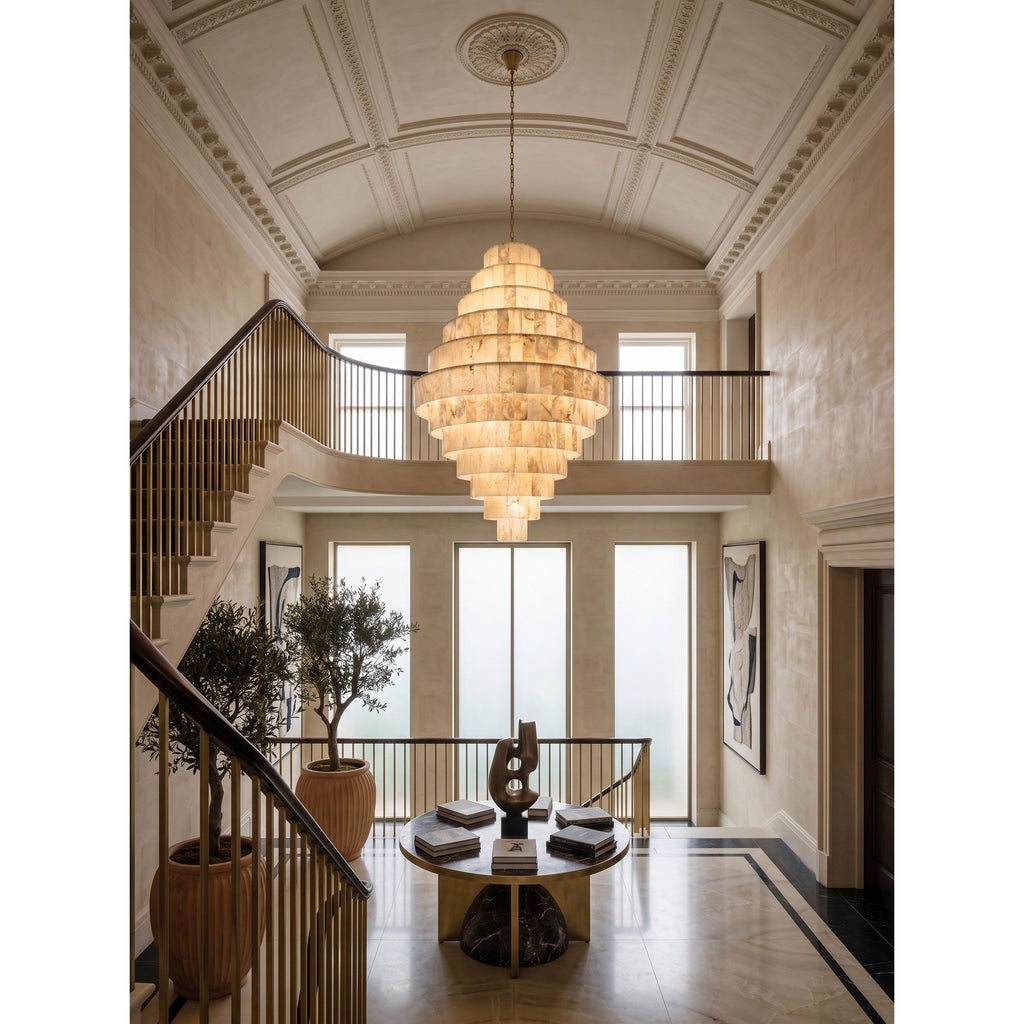 Radilum Pyramid Alabaster Chandelier Brass Frame