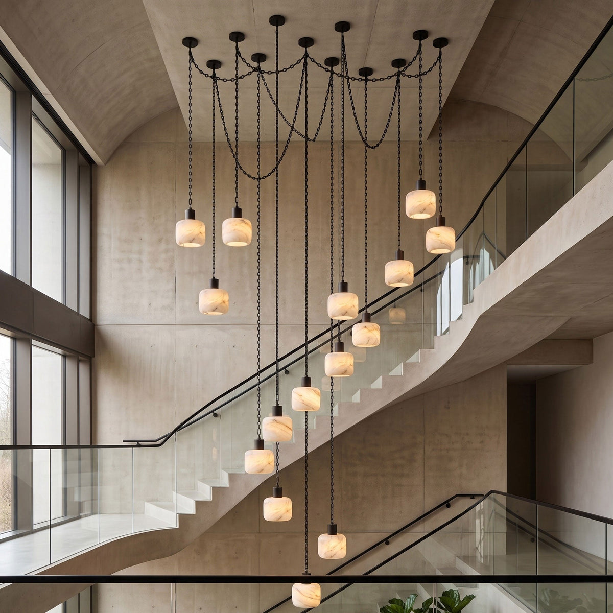 Radilum Column Alabaster Chain Chandelier