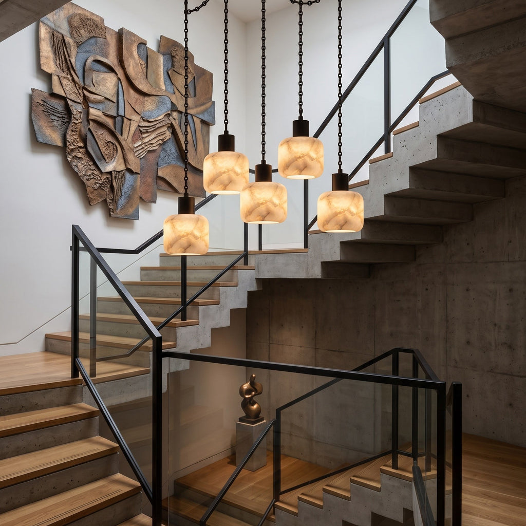 Radilum Column Alabaster Chain Chandelier