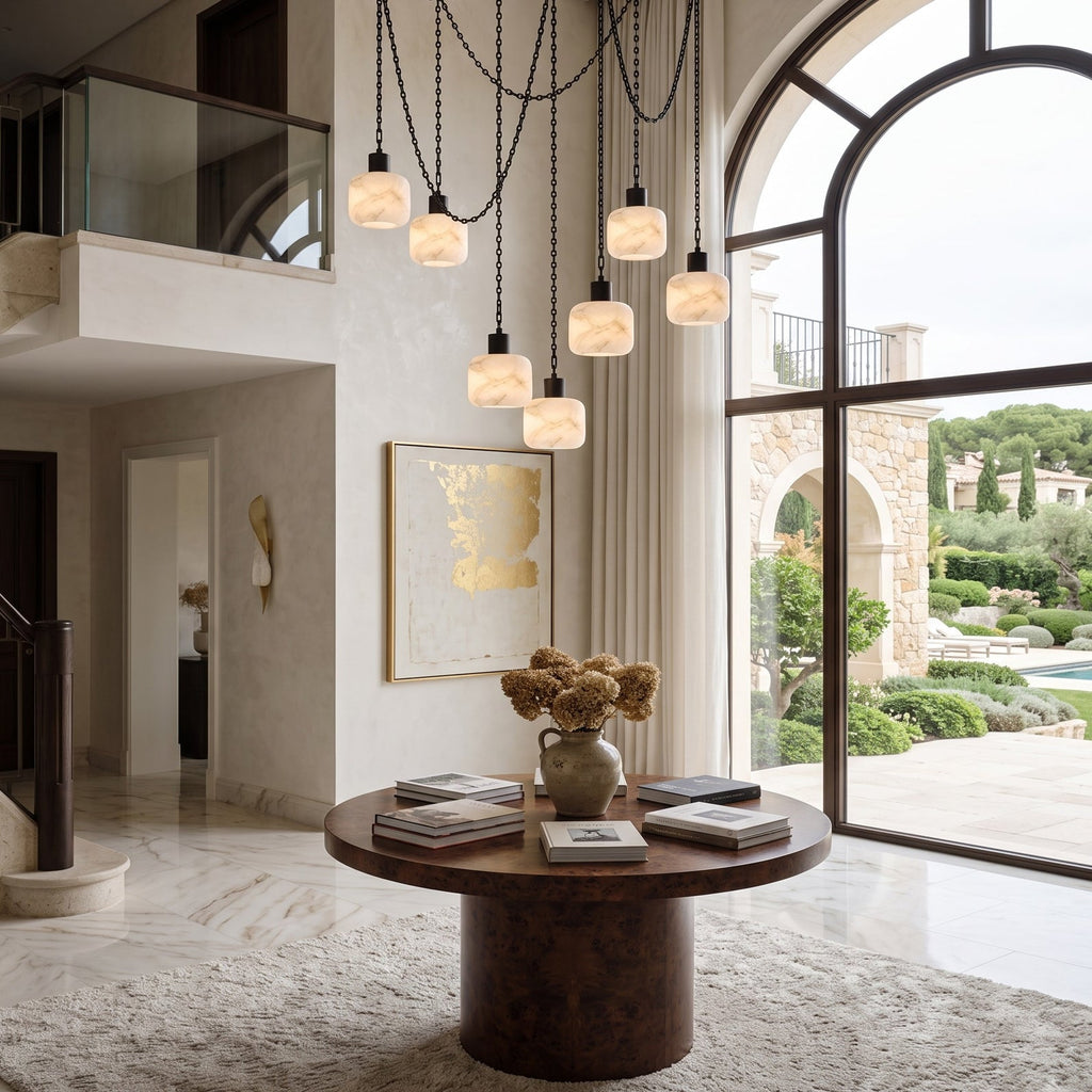 Radilum Column Alabaster Chain Chandelier