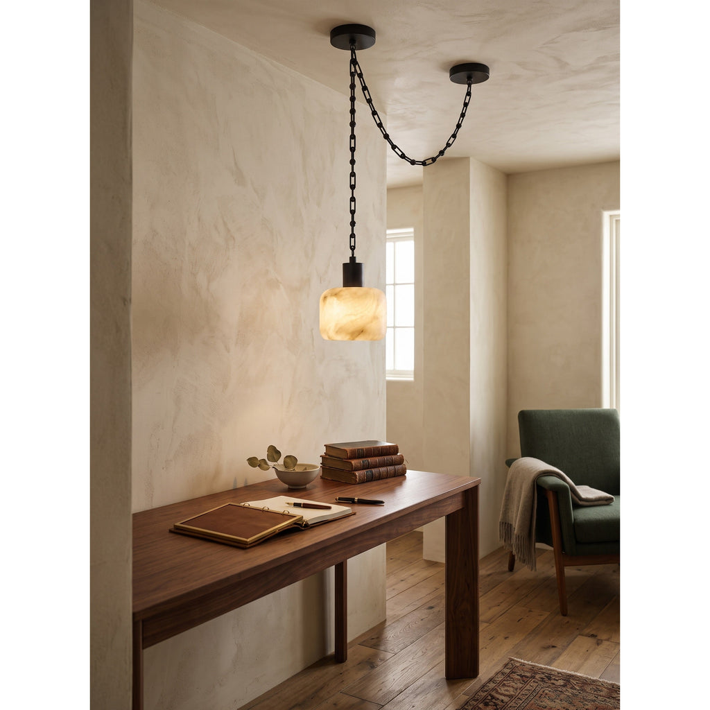 Radilum Column Alabaster Chain Chandelier