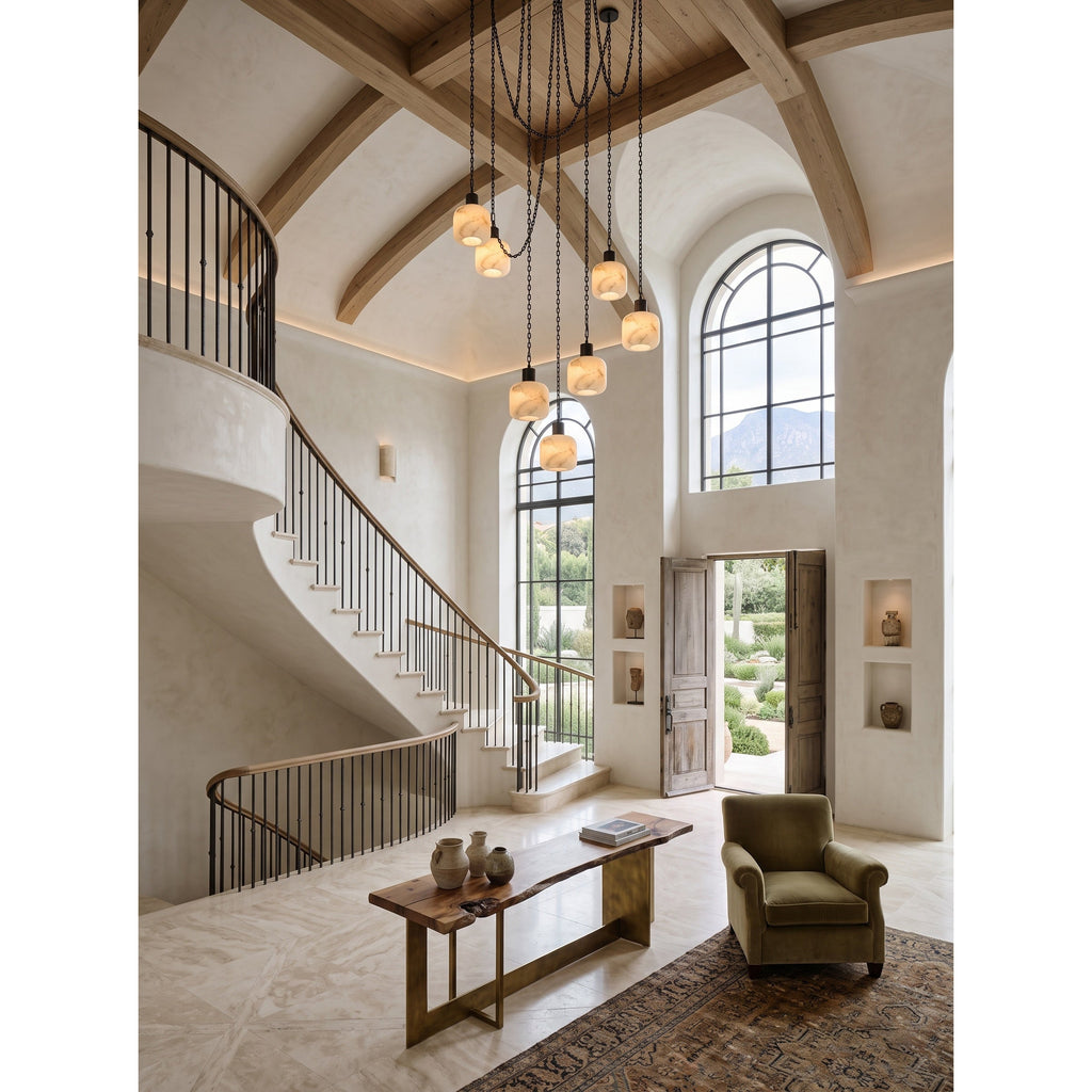 Radilum Column Alabaster Chain Chandelier