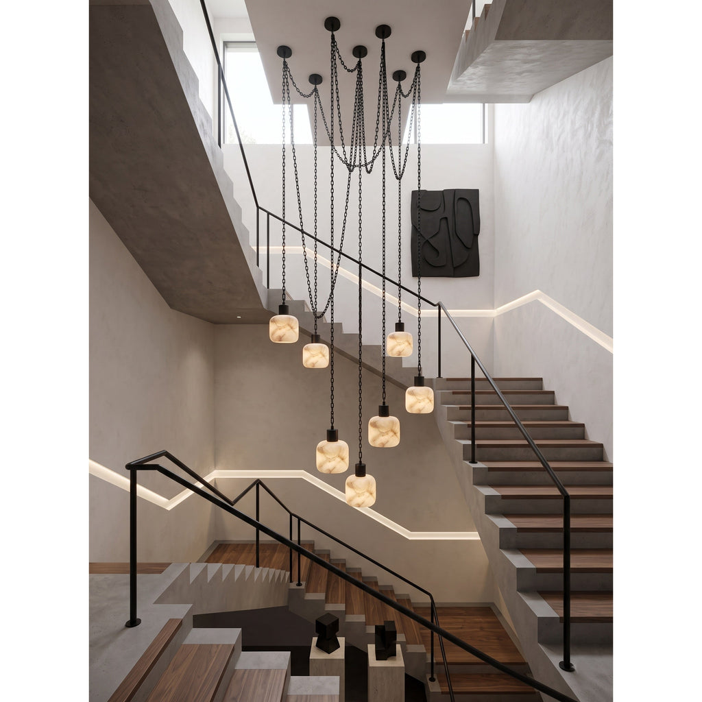 Radilum Column Alabaster Chain Chandelier