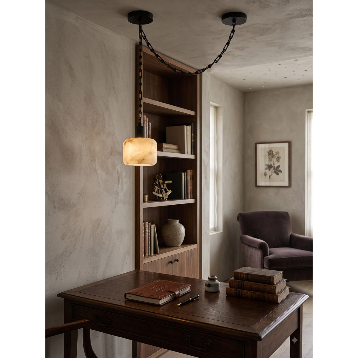 Radilum Column Alabaster Chain Chandelier