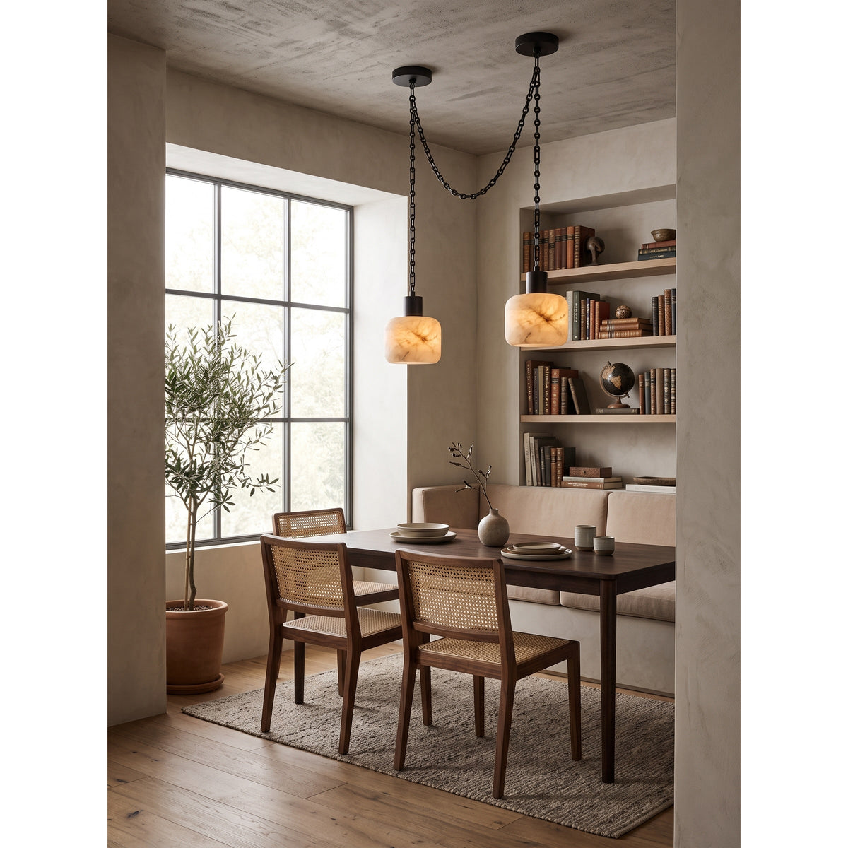 Radilum Column Alabaster Chain Chandelier