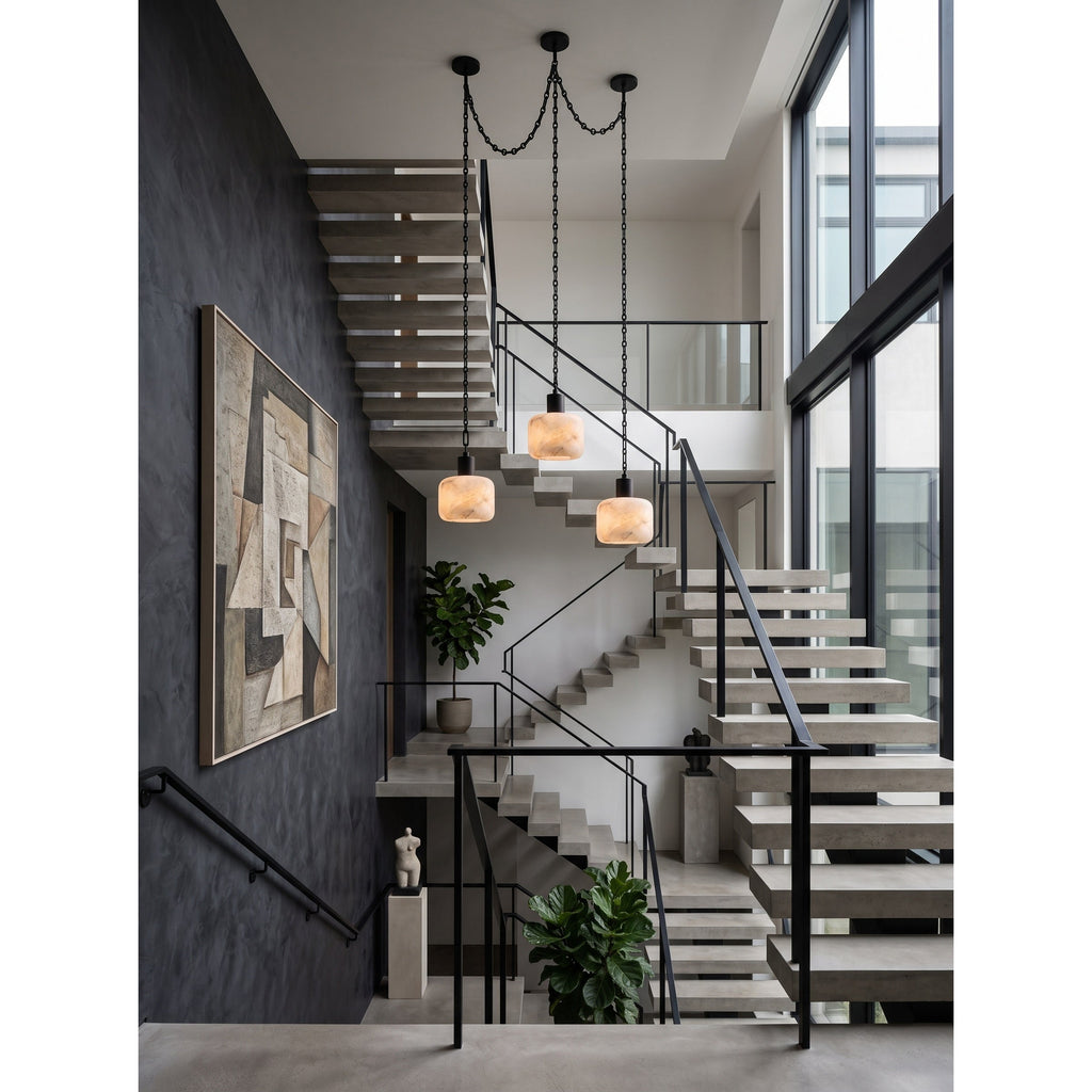 Radilum Column Alabaster Chain Chandelier