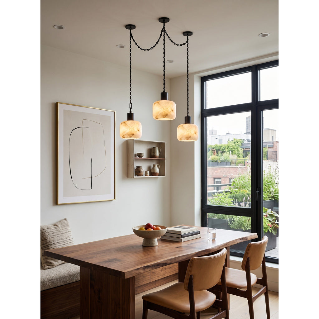 Radilum Column Alabaster Chain Chandelier