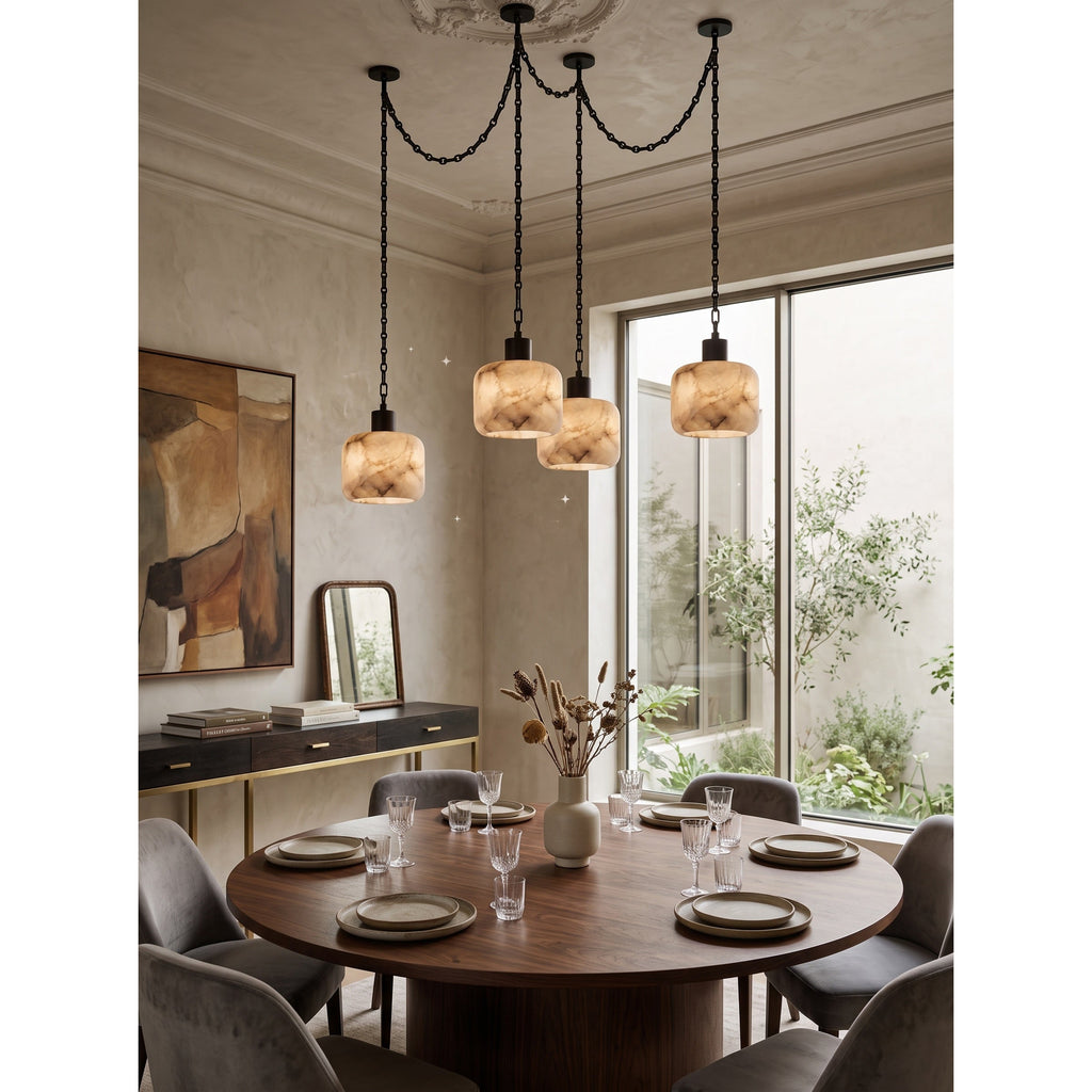 Radilum Column Alabaster Chain Chandelier
