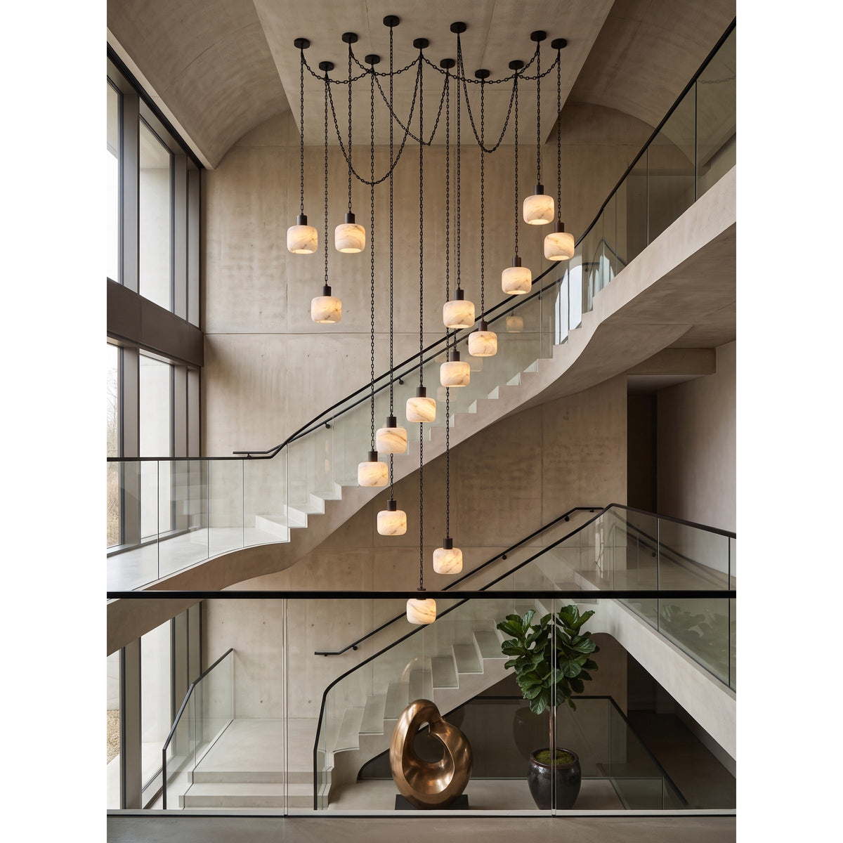 Radilum Column Alabaster Chain Chandelier
