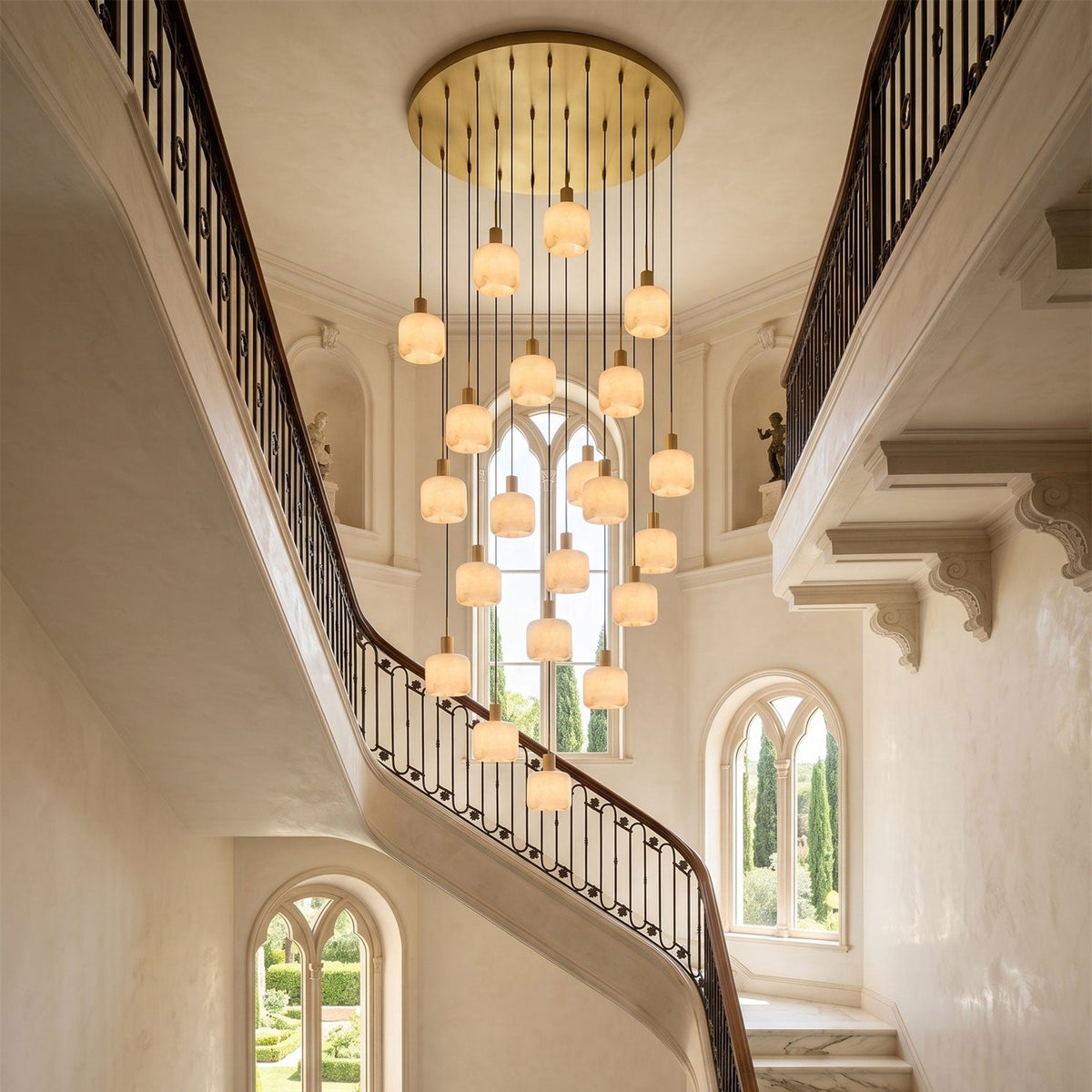 Radilum Natural Square Alabaster Chandelier