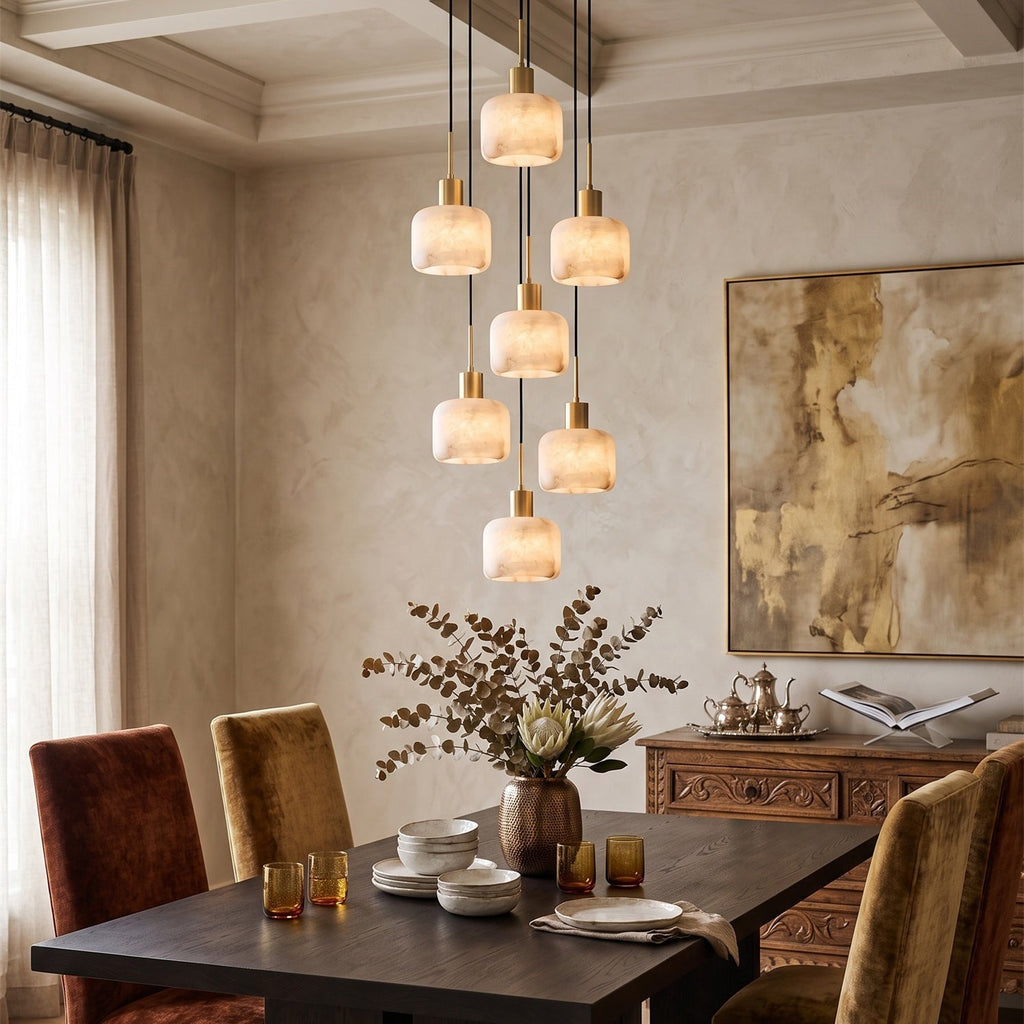 Radilum Natural Square Alabaster Chandelier