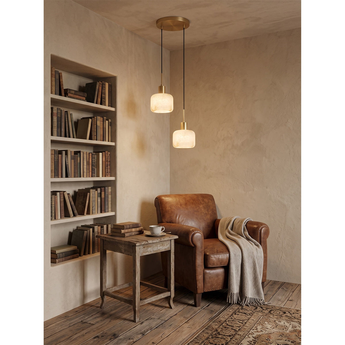 Radilum Natural Square Alabaster Chandelier
