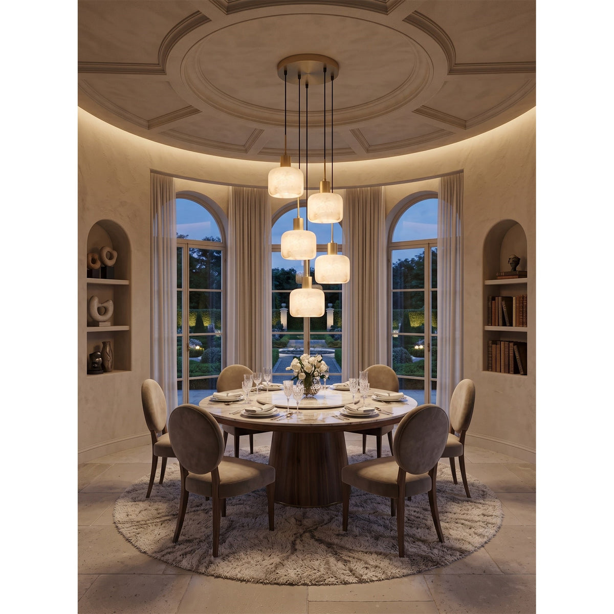 Radilum Natural Square Alabaster Chandelier