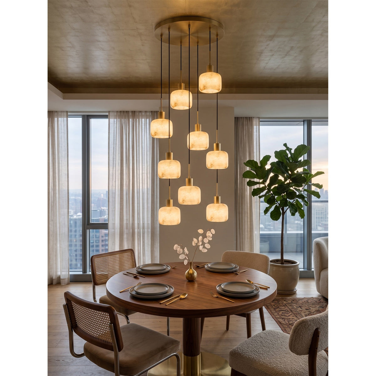 Radilum Natural Square Alabaster Chandelier