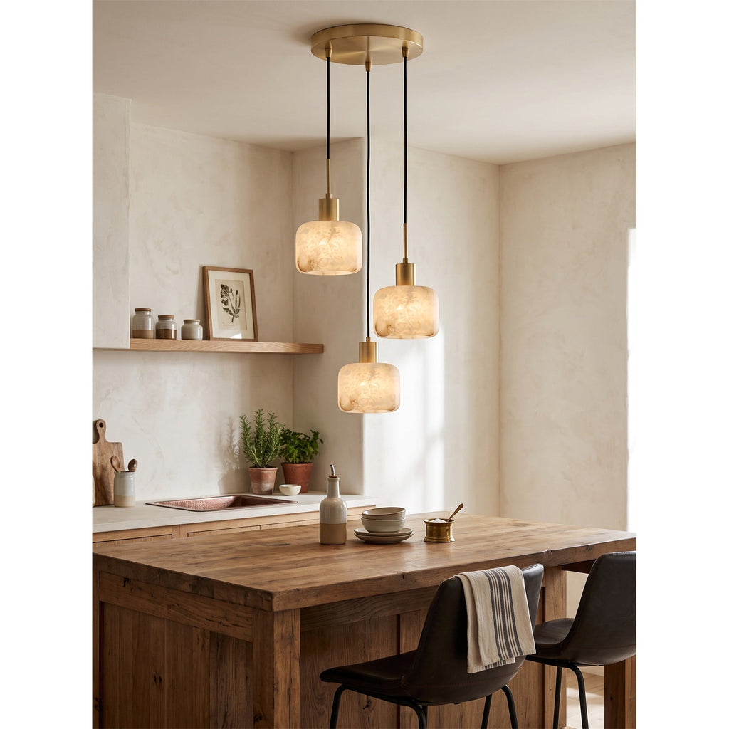 Radilum Natural Square Alabaster Chandelier