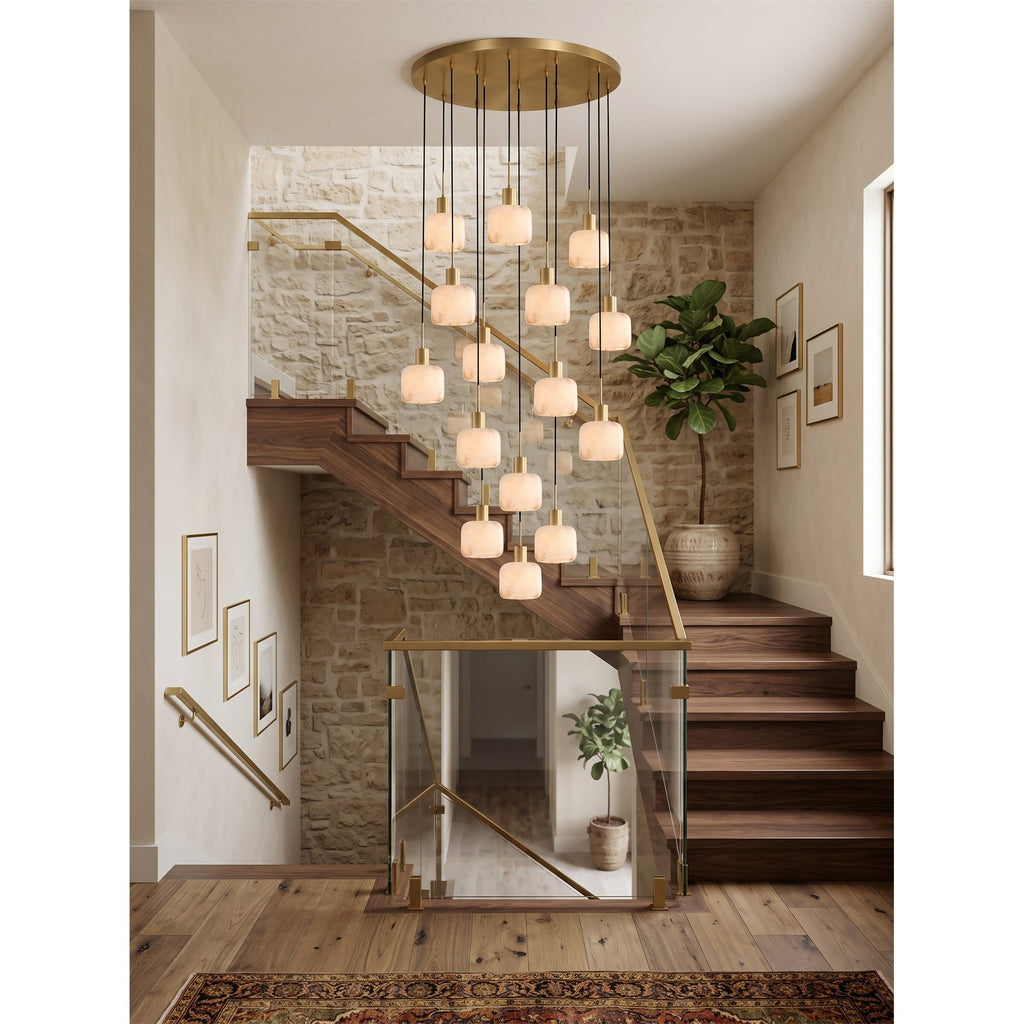Radilum Natural Square Alabaster Chandelier