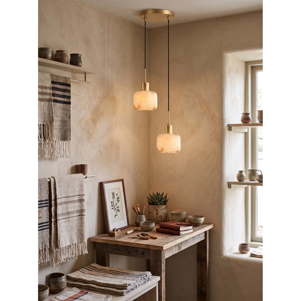Radilum Natural Square Alabaster Chandelier
