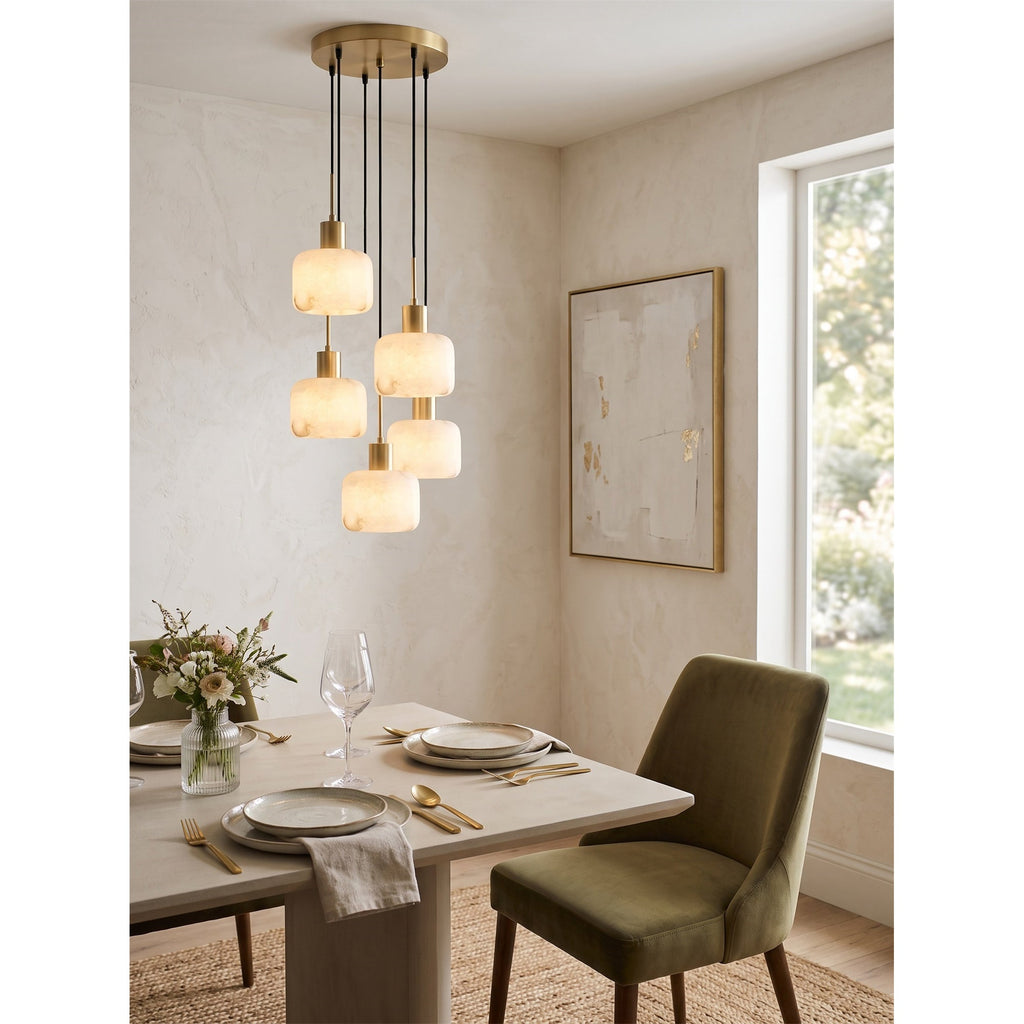 Radilum Natural Square Alabaster Chandelier