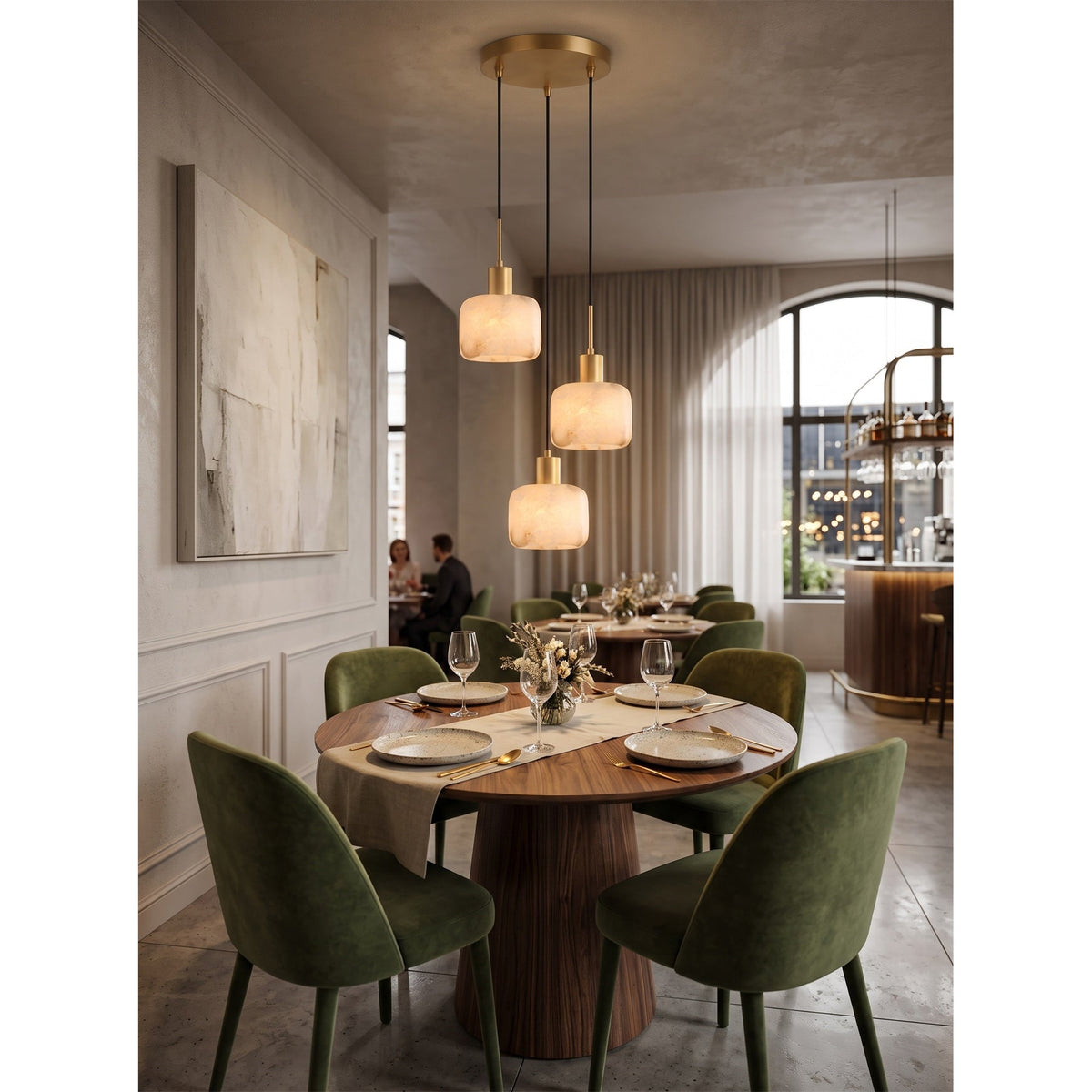 Radilum Natural Square Alabaster Chandelier
